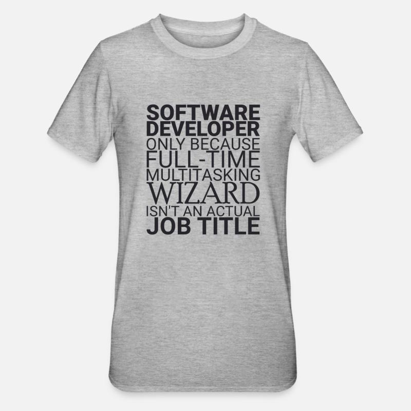 "Software Developer Wizard | Programmierer" - Unisex Polycotton T-Shirt - Grau meliert