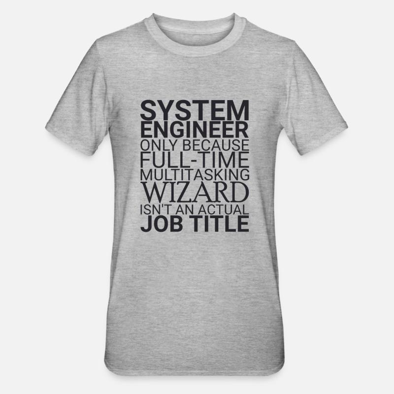 "System Engineer Wizard | Systemtechnik" - Unisex Polycotton T-Shirt - Grau meliert