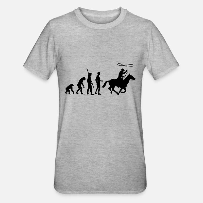evolution_cowboy - Unisex Polycotton T-Shirt - heather grey