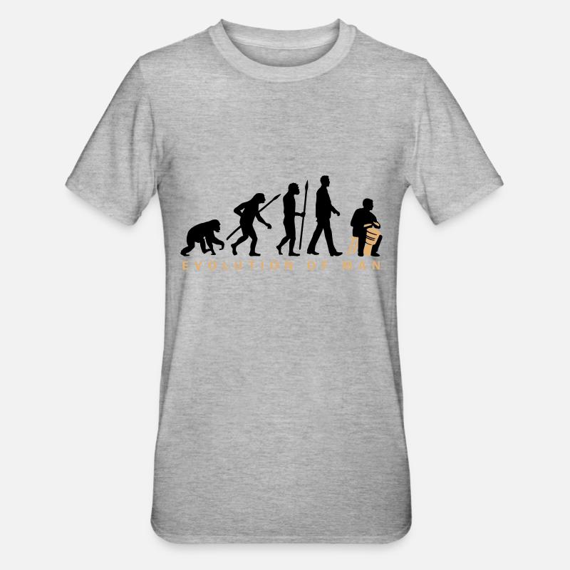 Evolution Djembe Trommler - Unisex Polycotton T-Shirt - Grau meliert