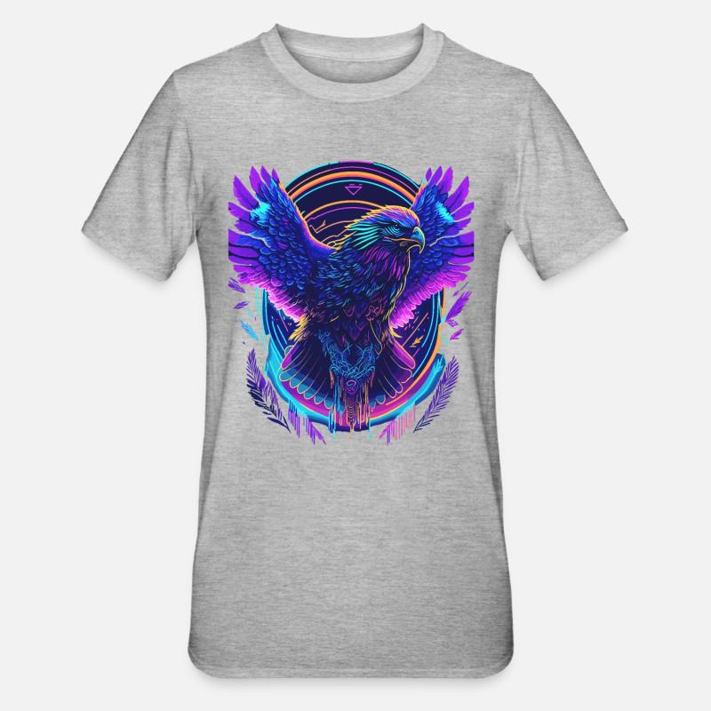 Flying Eagle Synthwave - Unisex Polycotton T-Shirt - heather grey