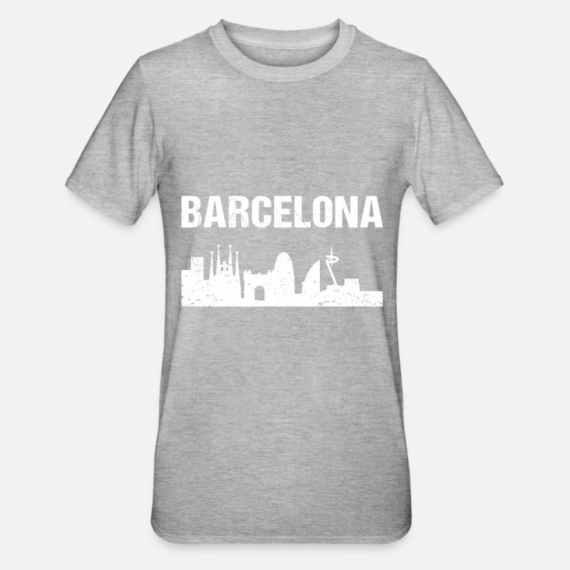 Barcelone Skyline Espagne Barcelone - T-shirt polycoton Unisexe - gris chiné
