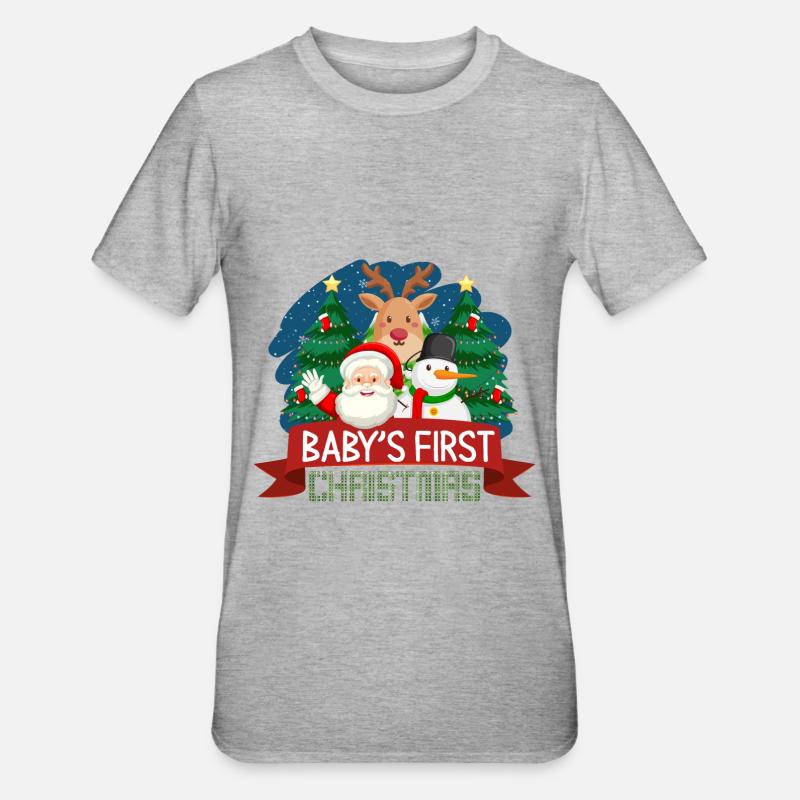 Babys erstes Weihnachtsgeschenk - Unisex Polycotton T-Shirt - Grau meliert