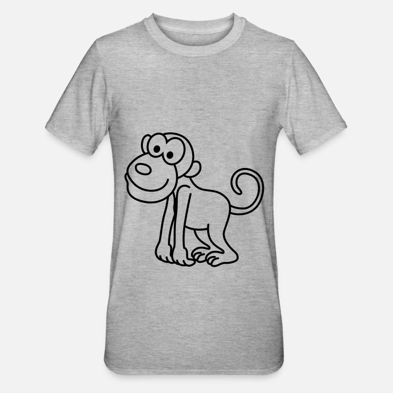 Affe Comic Tier - Unisex Polycotton T-Shirt - Grau meliert