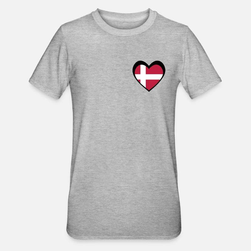 Danmark Sort Hjerte – Kærlighed til Danmark - Unisex Polycotton T-Shirt - heather grey