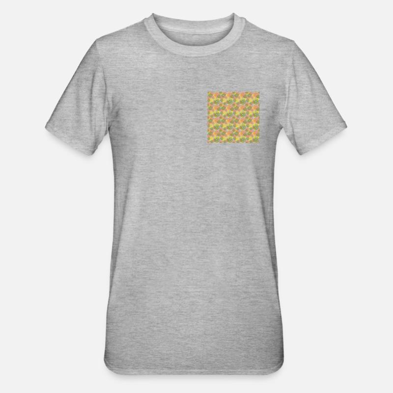 Fruit Lemon Orange Pattern - Unisex Polycotton T-Shirt - heather grey