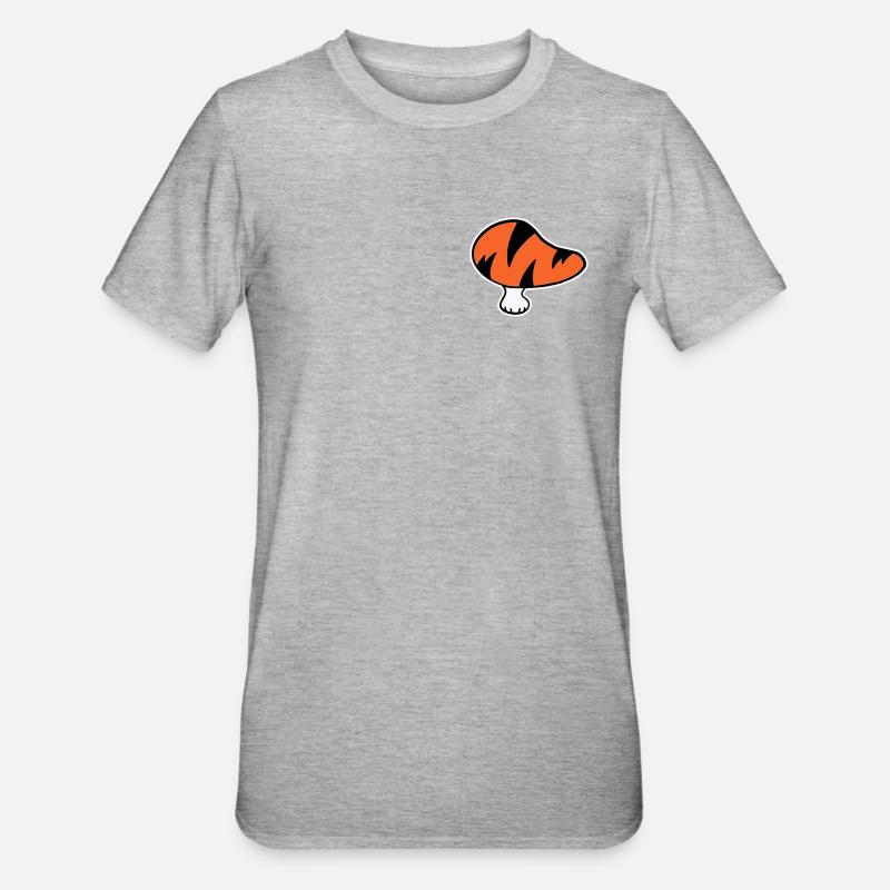 Tiger Mushroom Logo STICK Variant - Unisex Polycotton T-Shirt - heather grey