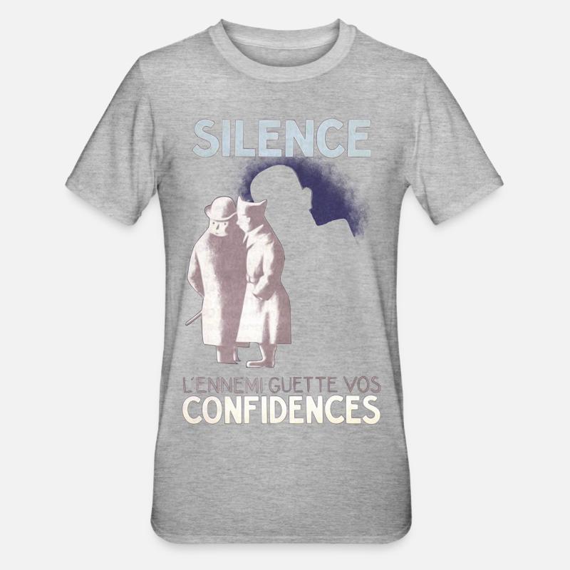 SiLENCE.. on vous écoute! (Style 1) - T-shirt polycoton Unisexe - gris chiné