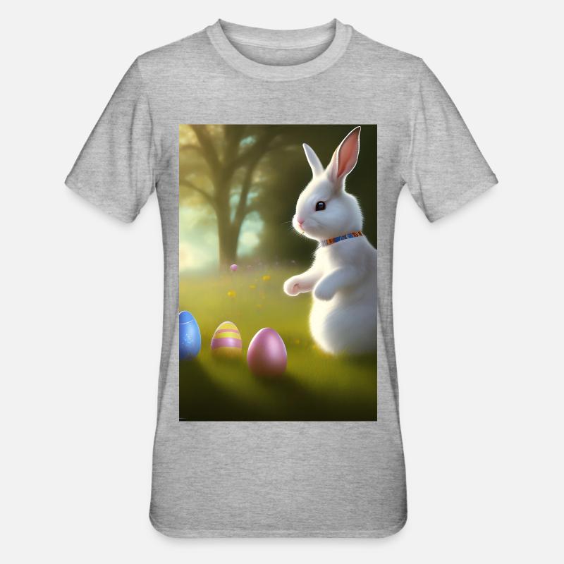 Easter Bunny with Easter Eggs - Unisex Polycotton T-Shirt - heather grey