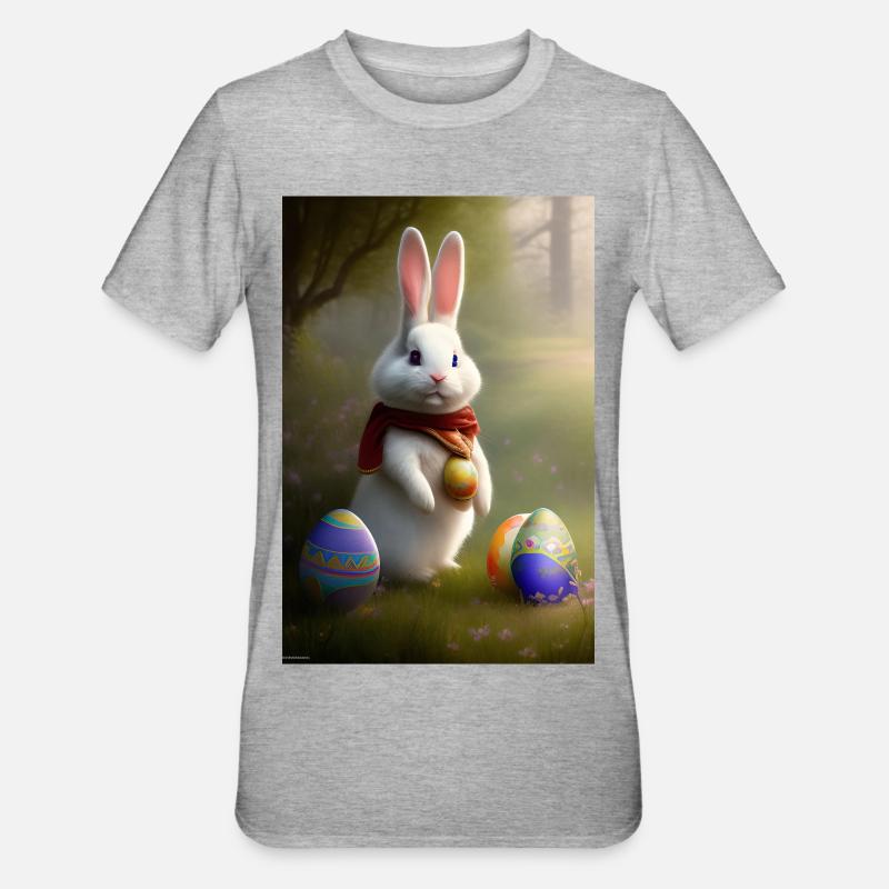Easter Bunny with Easter Eggs - Unisex Polycotton T-Shirt - heather grey