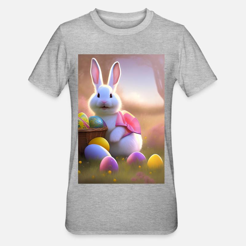 Easter Bunny with Easter Eggs - Unisex Polycotton T-Shirt - heather grey
