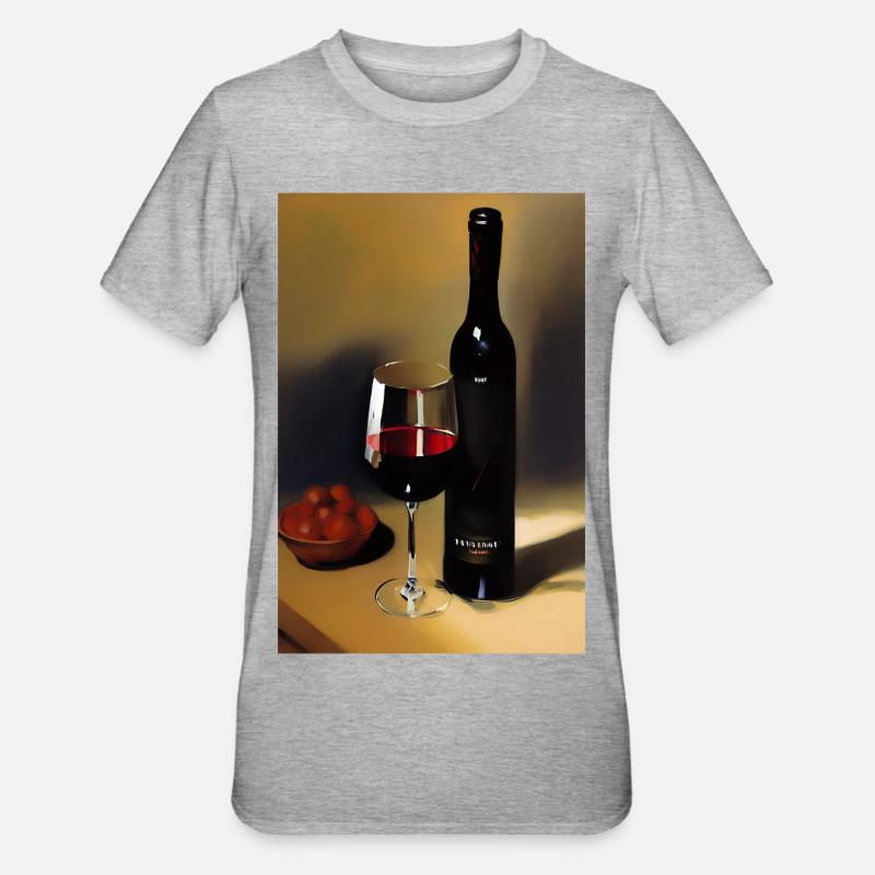 Wein Trinker - Unisex Polycotton T-Shirt - Grau meliert