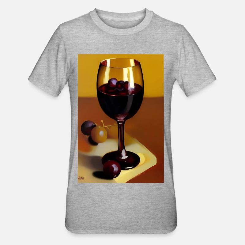 Wein Trinker - Unisex Polycotton T-Shirt - Grau meliert