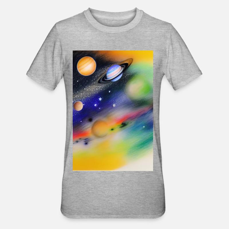 Espace et planètes - T-shirt polycoton Unisexe - gris chiné