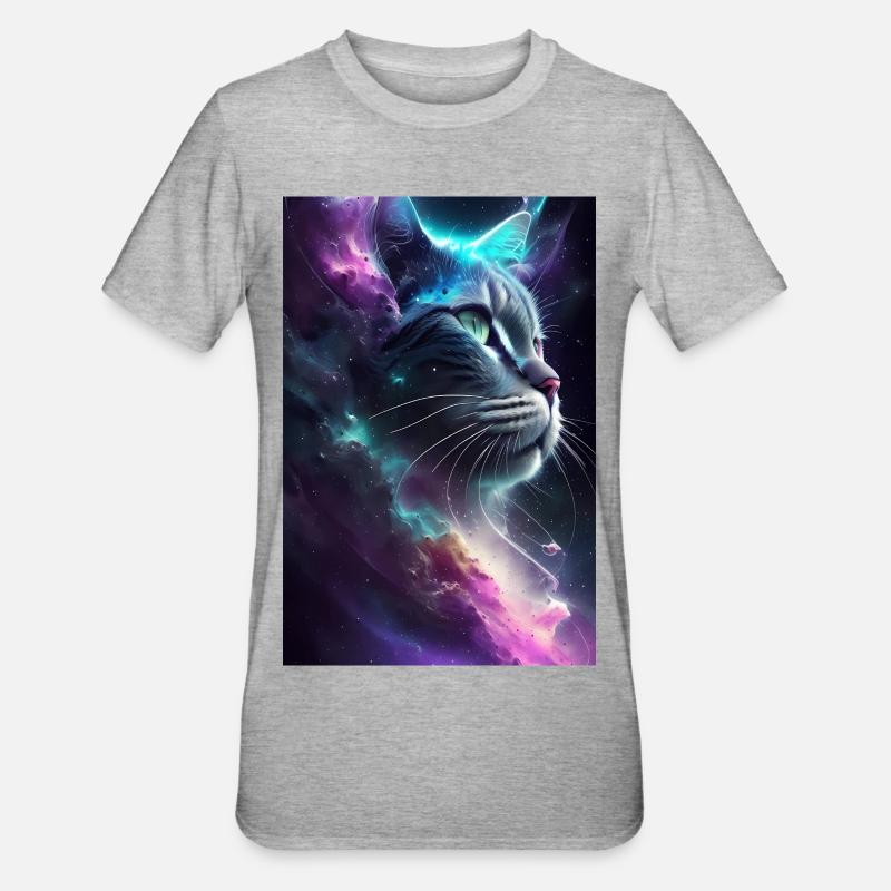 Chat dans l’espace - T-shirt polycoton Unisexe - gris chiné