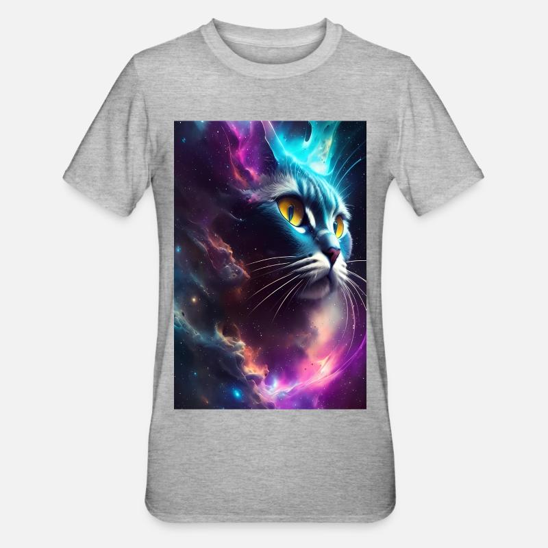 Chat dans l’espace - T-shirt polycoton Unisexe - gris chiné