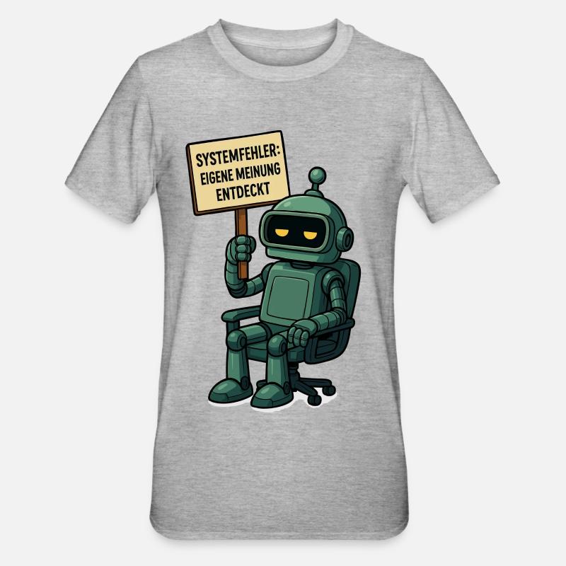Systemfehler entdeckt – Denk selbst! Roboter - Unisex Polycotton T-Shirt - Grau meliert