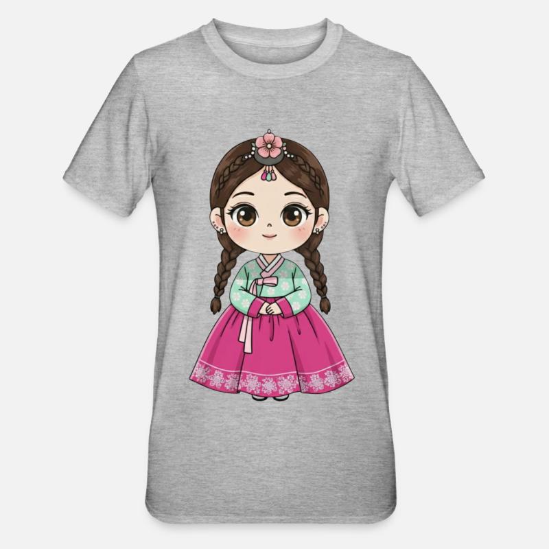Chibi Hanbok Candy Dream Chaewon - T-shirt polycoton Unisexe - gris chiné