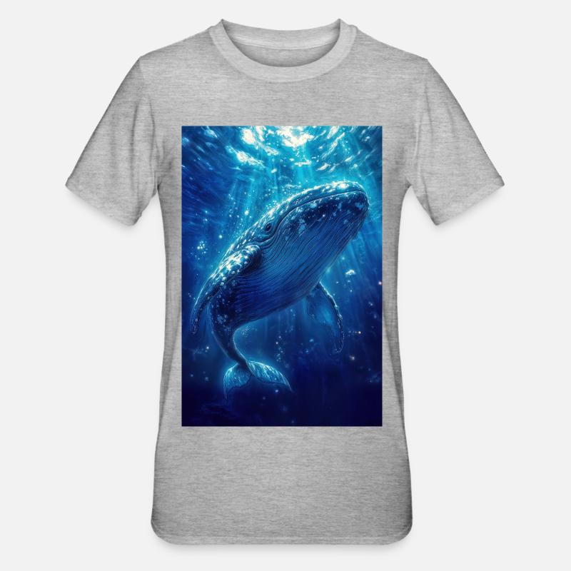 Illustration eines Wals - Unisex Polycotton T-Shirt - Grau meliert