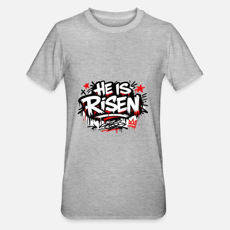 Il est Risen Graffiti Easter - T-shirt polycoton Unisexe - gris chiné