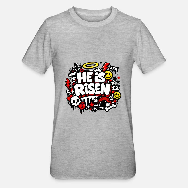 He is Risen Graffiti Easter - Unisex Polycotton T-Shirt - heather grey