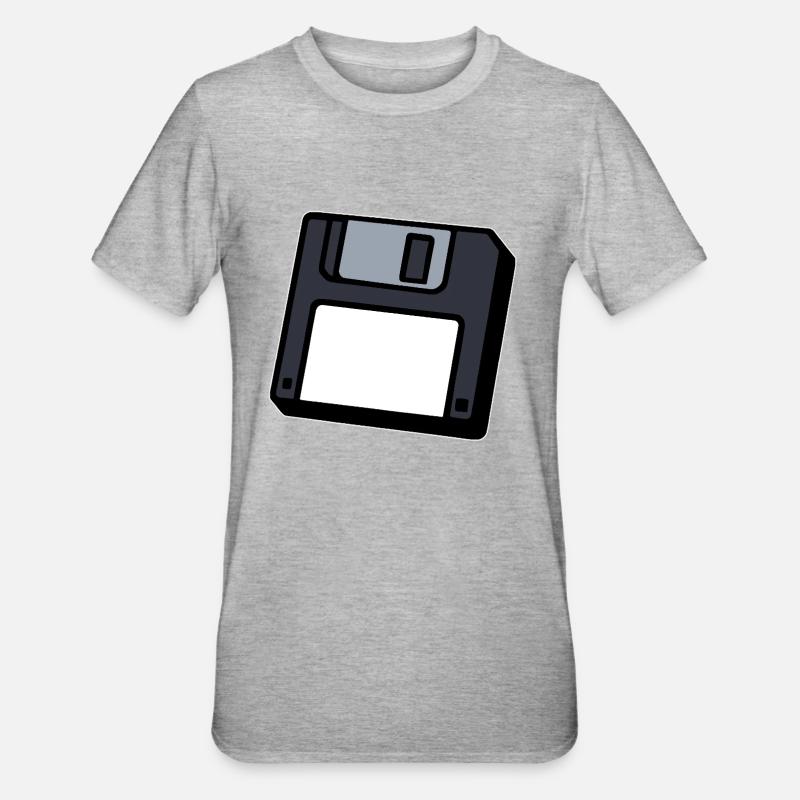 Diskette Retro Symbol Computer - Unisex Polycotton T-Shirt - Grau meliert
