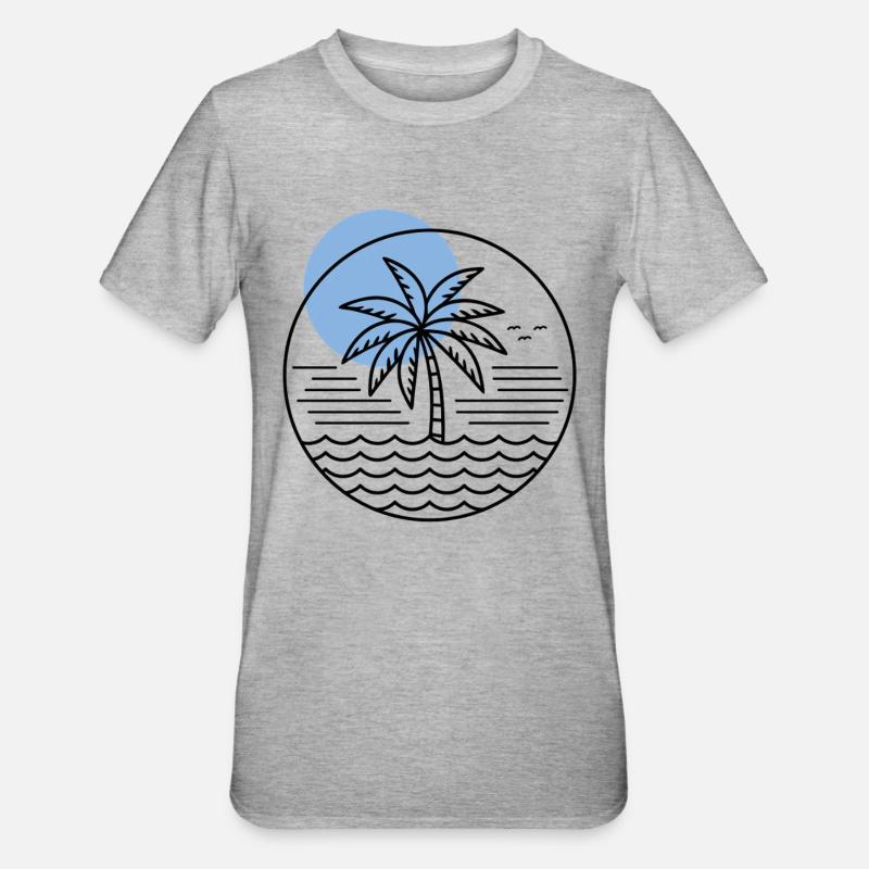 Palm Tree Circle - Unisex Polycotton T-Shirt - heather grey
