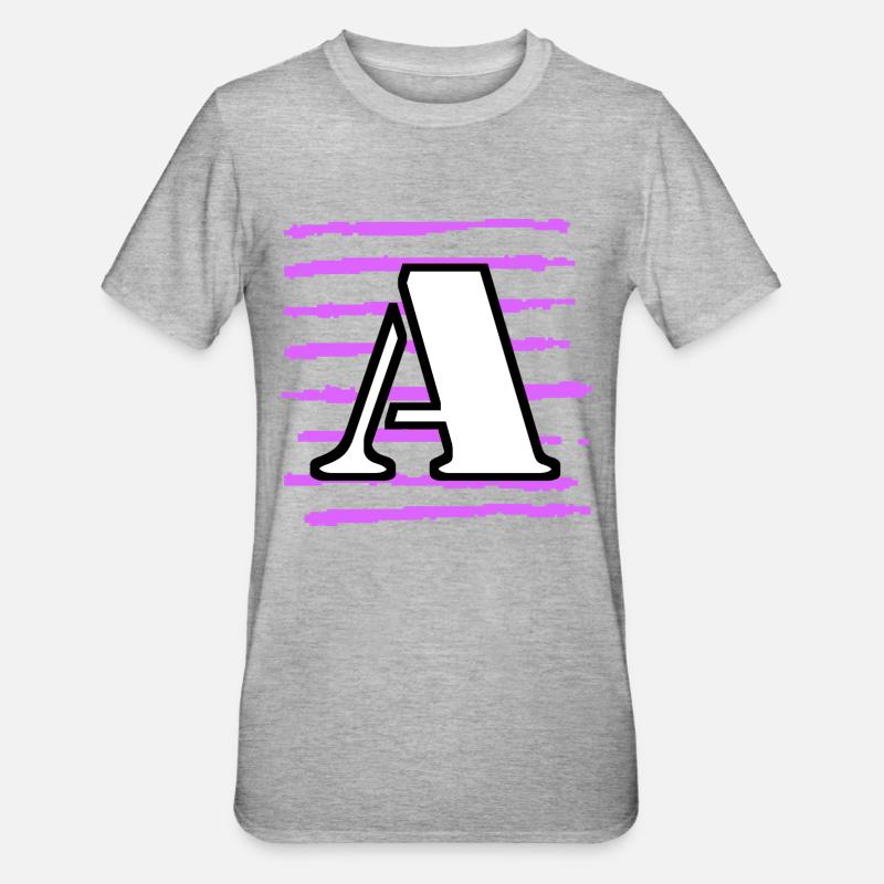 noir blanc violet rayé a - T-shirt polycoton Unisexe - gris chiné