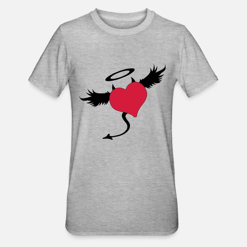 Halb Engel & Teufel - Unisex Polycotton T-Shirt - Grau meliert