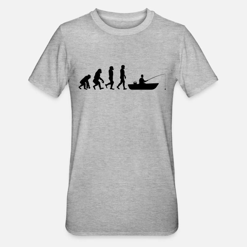 Evolution Bateau pêche - T-shirt polycoton Unisexe - gris chiné