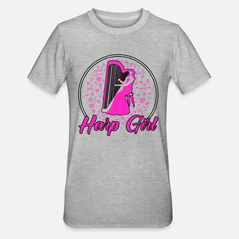 Harfenist Harfenmädchen Geschenk - Unisex Polycotton T-Shirt - Grau meliert