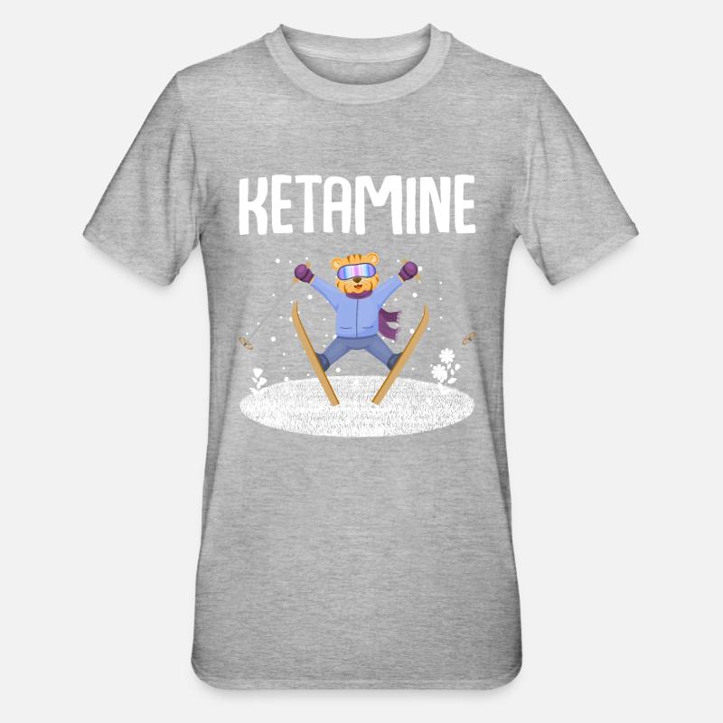 Kétamine Ski Jumping Bear White - T-shirt polycoton Unisexe - gris chiné