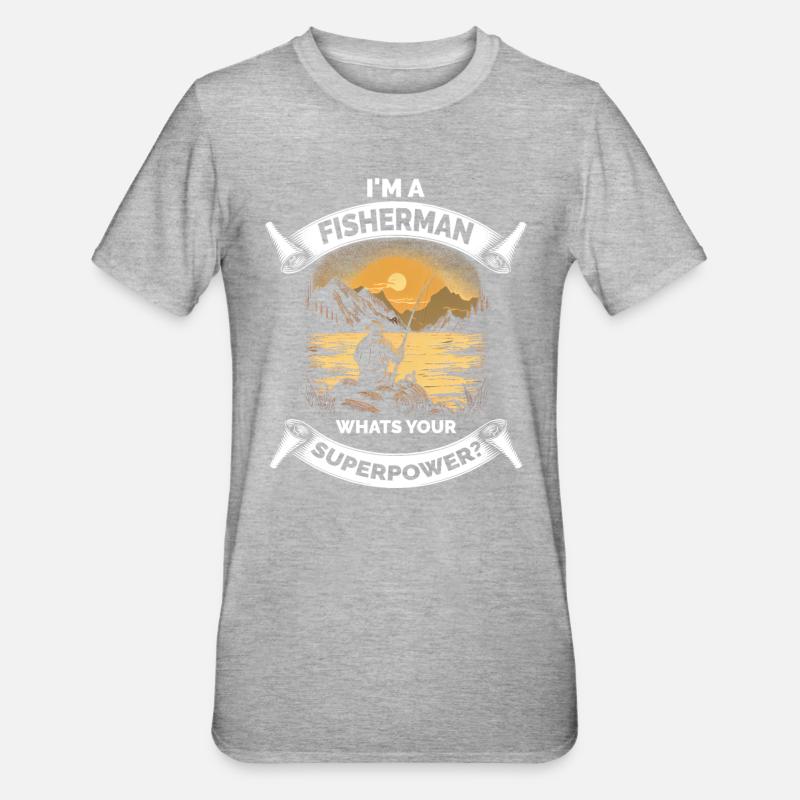 Pêche rétro drôle - T-shirt polycoton Unisexe - gris chiné