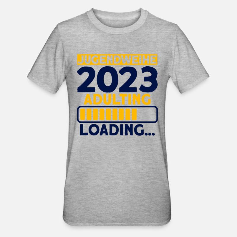 Jugendweihe 2023 Adulting Loading… Geschenk - Unisex Polycotton T-Shirt - Grau meliert