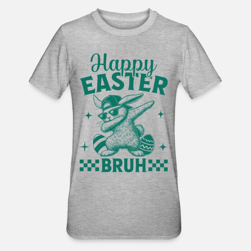 Joyeuses Pâques Bruh - T-shirt polycoton Unisexe - gris chiné