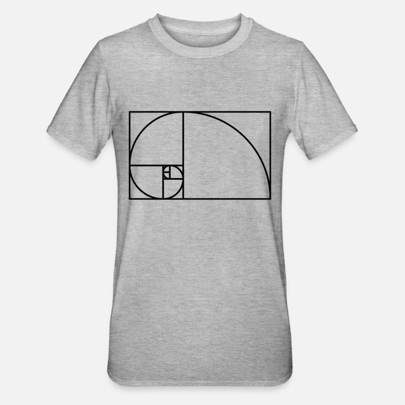 Fibonacci spiral matematik gaveide Nerd - Unisex polycotton T-shirt - grå meleret
