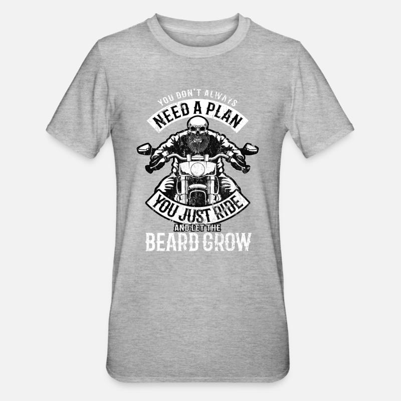Motorcycle Motorcycle Biker Barbe idée cadeau - T-shirt polycoton Unisexe - gris chiné