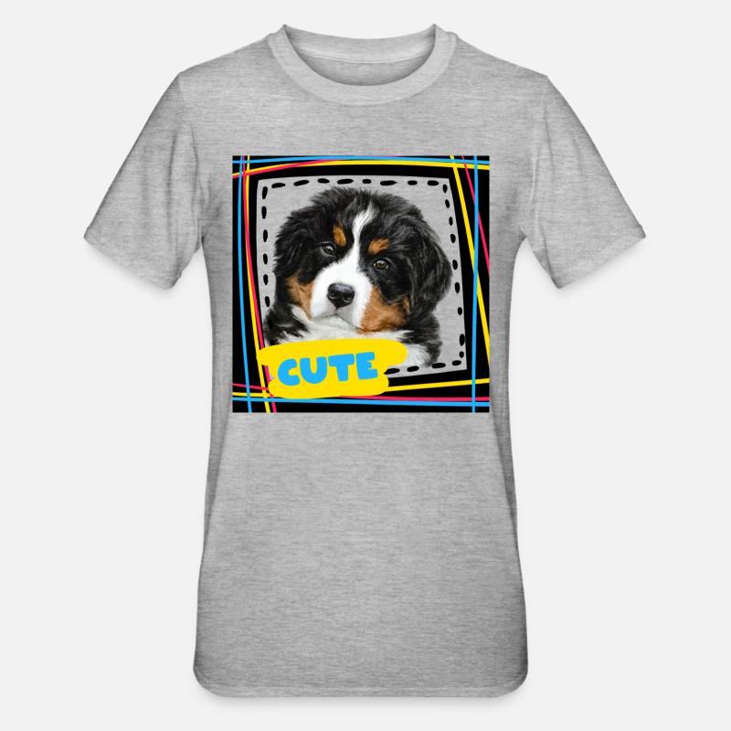 Chiot Bouvier Bernois - T-shirt polycoton Unisexe - gris chiné