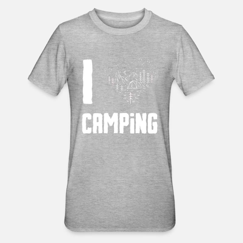 J’adore le camping - T-shirt polycoton Unisexe - gris chiné