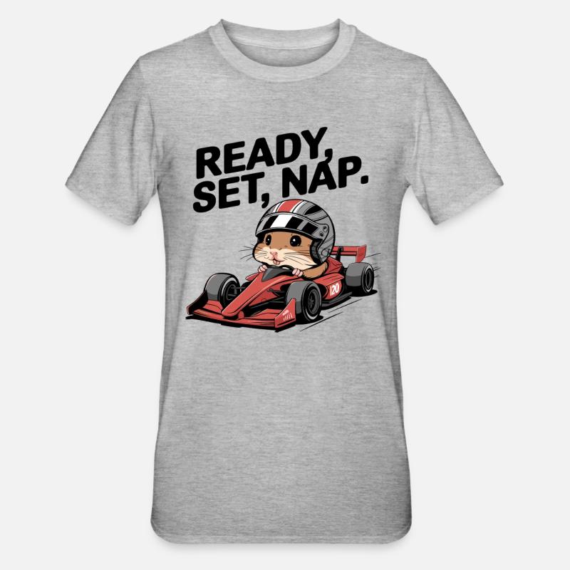 Ready Set Nap Hamster Course - T-shirt polycoton Unisexe - gris chiné