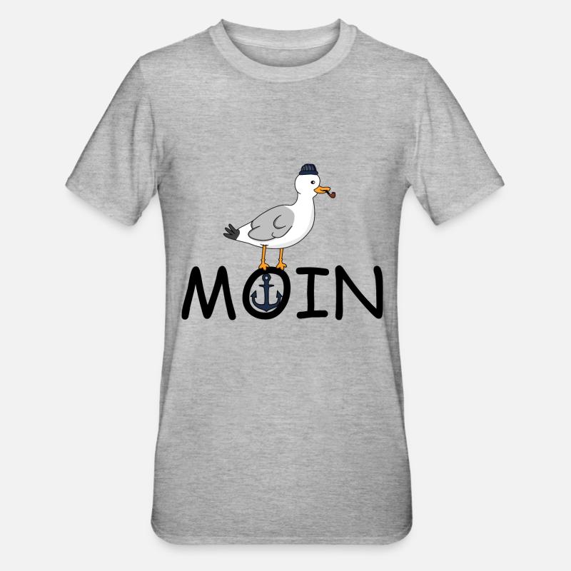 Möwe Moin - Unisex Polycotton T-Shirt - Grau meliert
