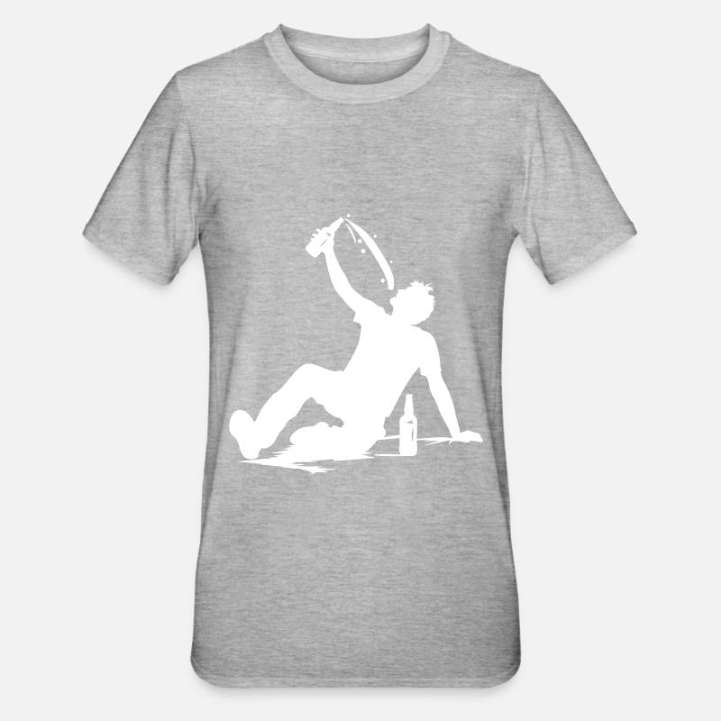 Drinking Bier Silhouette - Unisex Polycotton T-Shirt - Grau meliert