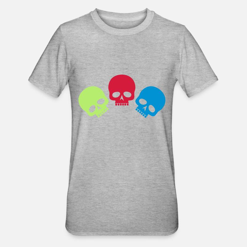 Drei Totenköpfe - Unisex Polycotton T-Shirt - Grau meliert