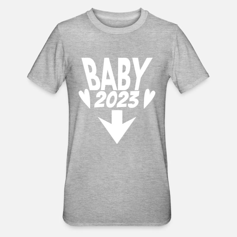 Bébé 2023 Grossesse enceinte - T-shirt polycoton Unisexe - gris chiné