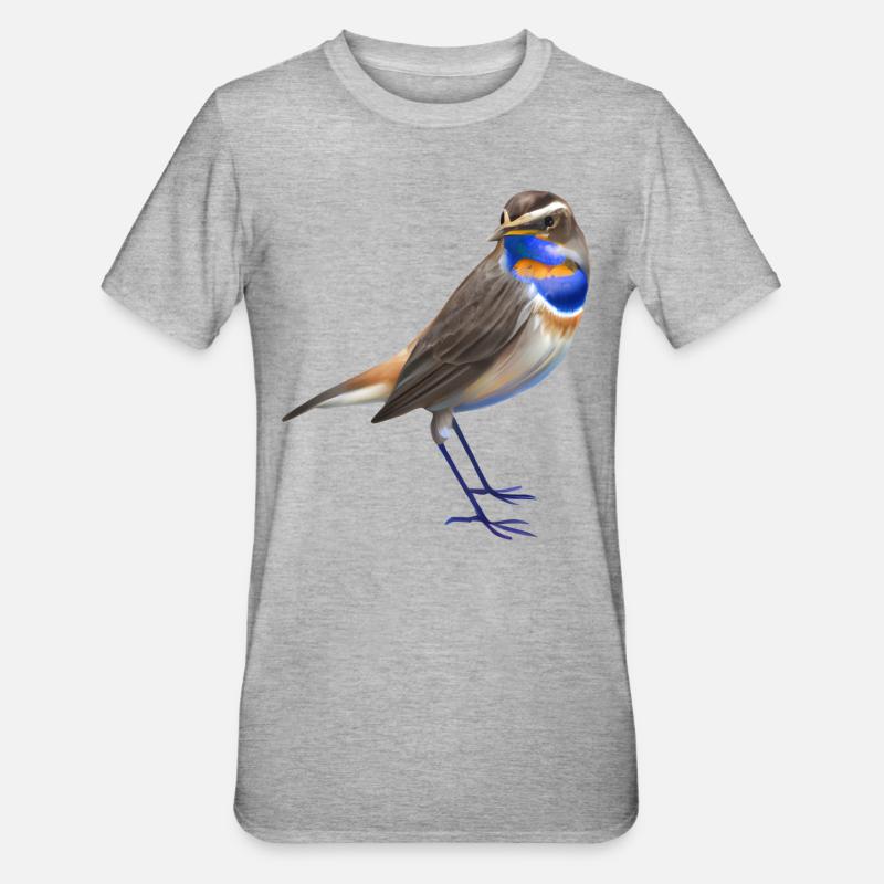 Bluethroat Bird - Unisex Polycotton T-Shirt - heather grey