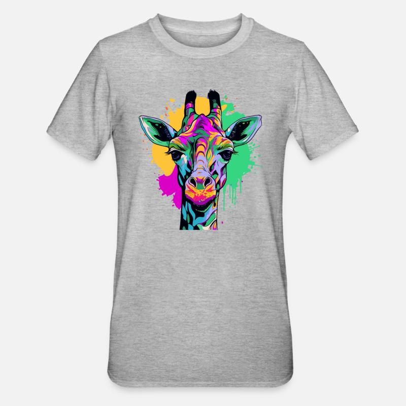 Kunterbunte Giraffe - Unisex Polycotton T-Shirt - Grau meliert