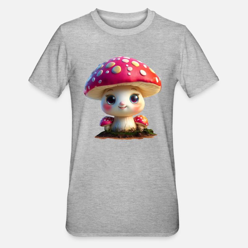 cute toadstool - Unisex Polycotton T-Shirt - heather grey