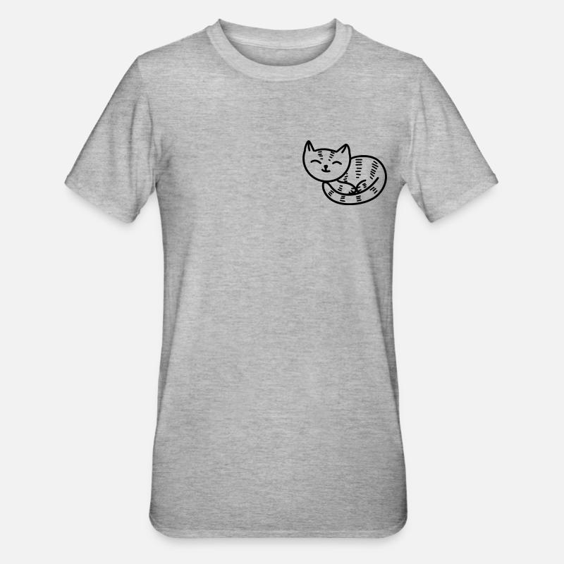 Snoozing Kitty (Tigre) - T-shirt polycoton Unisexe - gris chiné