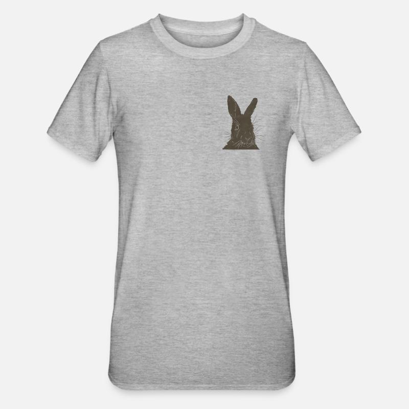Silhouette de lapin Couleurs de la Terre - T-shirt polycoton Unisexe - gris chiné