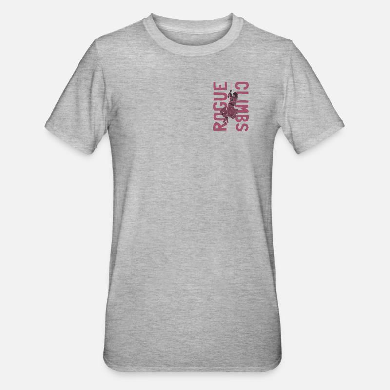 Rogue Climbs Rosa - Unisex Polycotton T-Shirt - Grau meliert